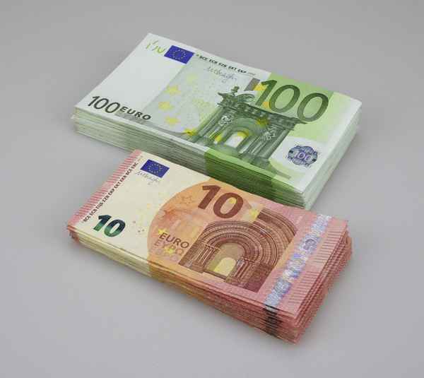 100-Euro-Scheine und 10-Euro-Scheine gestapelt, Geldscheine, Geldstapel
