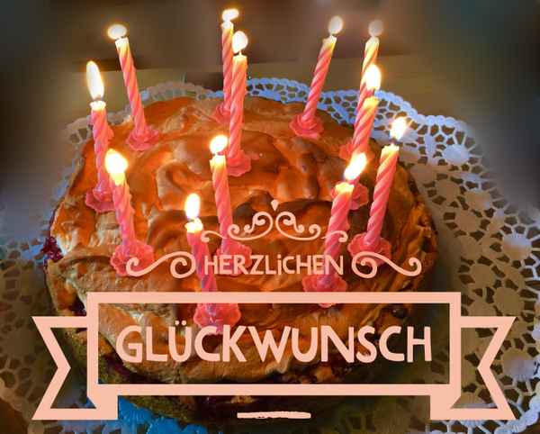 Glückwunsch mit Kerzentorte