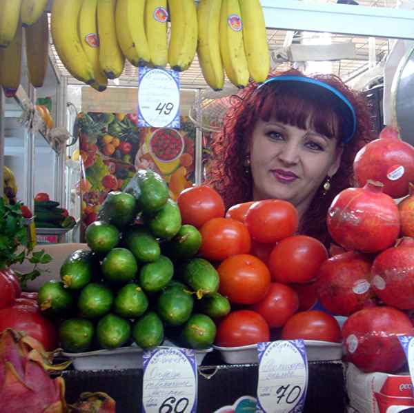 Obstverkäuferin in Irkutsk ( Russland )