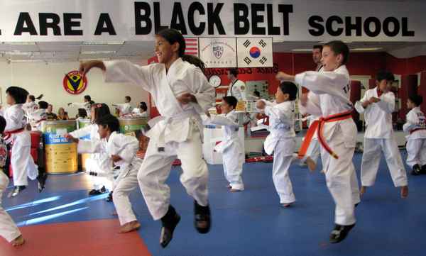 Karate kids in action