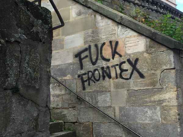 Graffiti: "Fuck Frontex" - gesehen in Bamberg / Pressefoto: Alexander Hauk