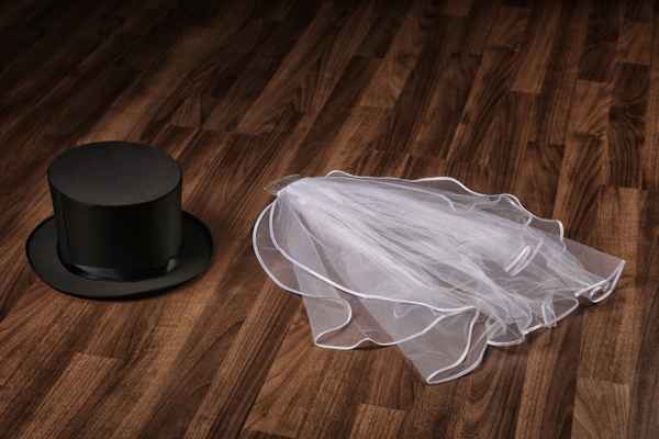 Zylinder und Brautschleier