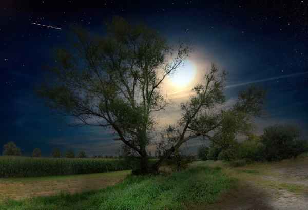 Landschaft mit Vollmond