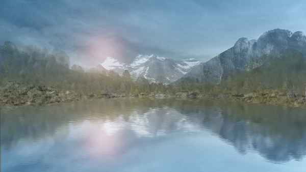 Künstliche Landschaft mit See 02