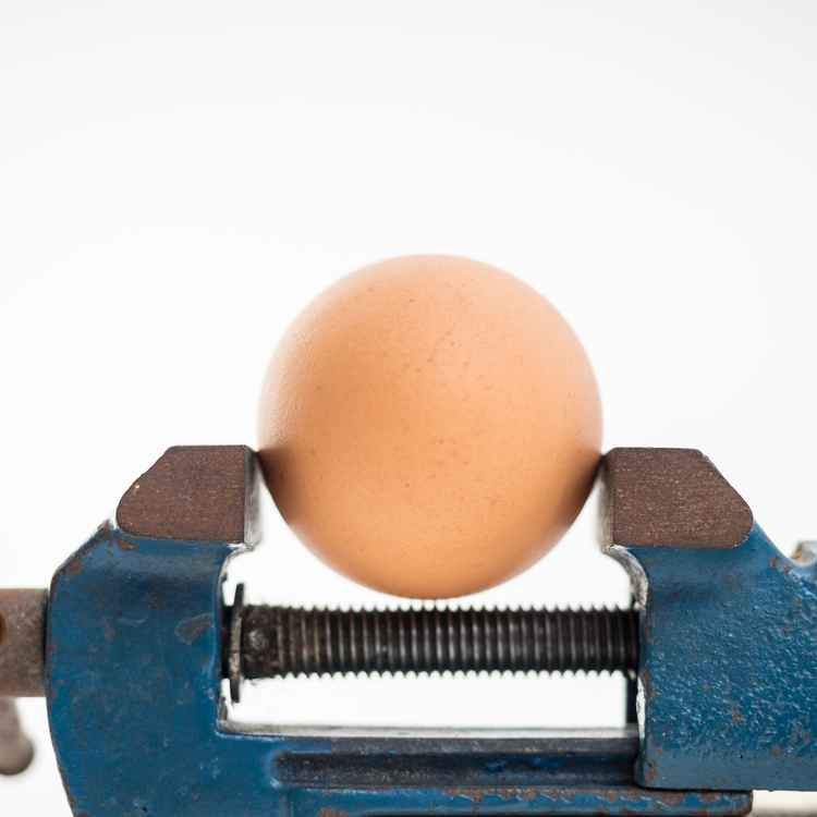 Ei im Schraubstock