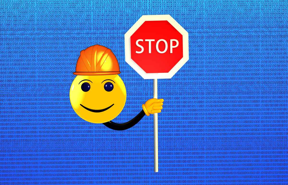 Smiley mit Stopschild