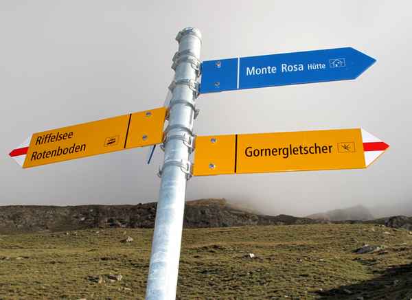 Blau = schwierige Route