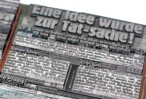 Bleisatz, Buchstaben, Druck