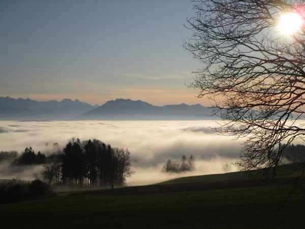 Dezembernachmittag über dem Nebel