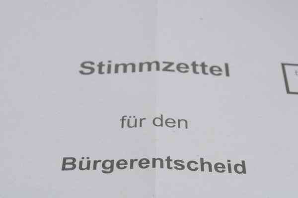 Stimmzettel für den Bürgerentscheid