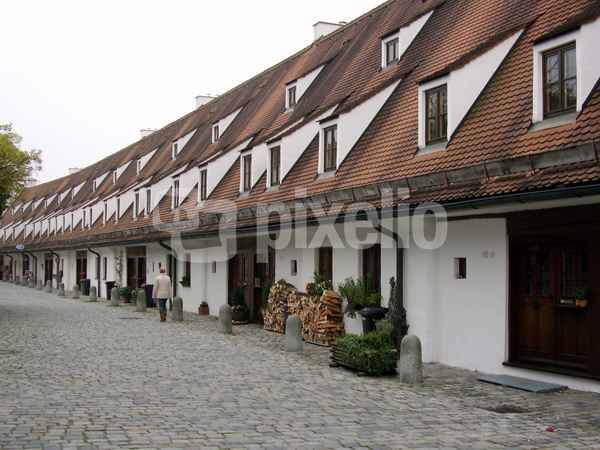 Schöne Häuserzeile in Landsberg am Lech