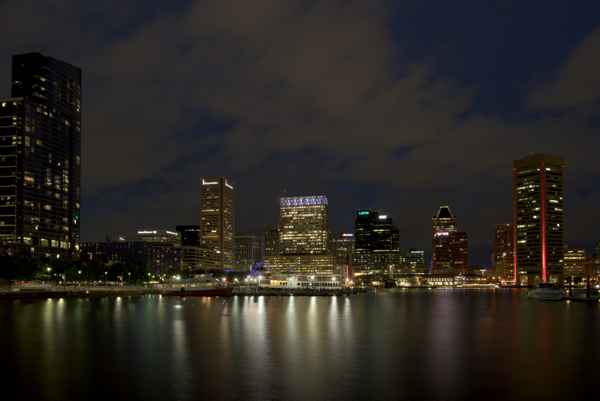 Baltimore Hafen bei Nacht
