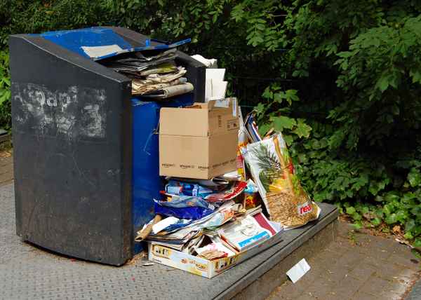 überfüllter Altpapiercontainer
