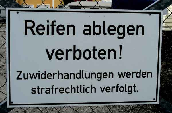 Reifen ablegen verboten