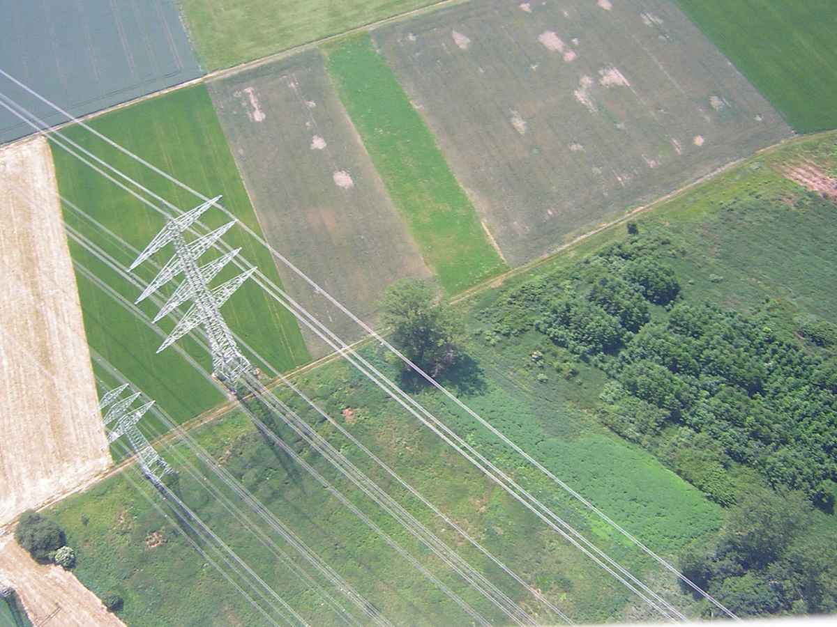 Landschaft samt Stromleitung
