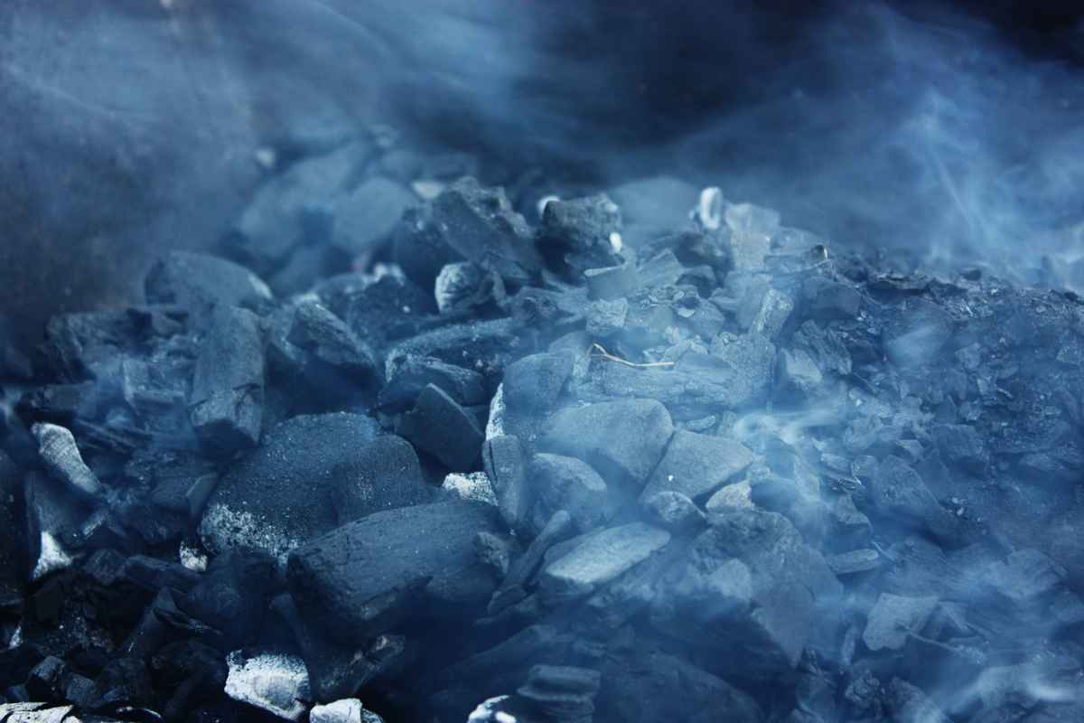 Holzkohle auf Grill