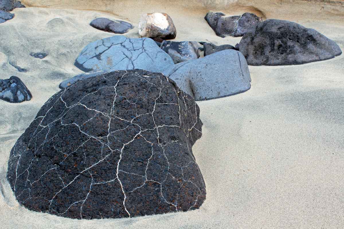 Black stone on the beach