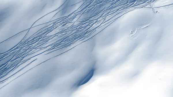 Neuschnee Abfahrts-Spuren