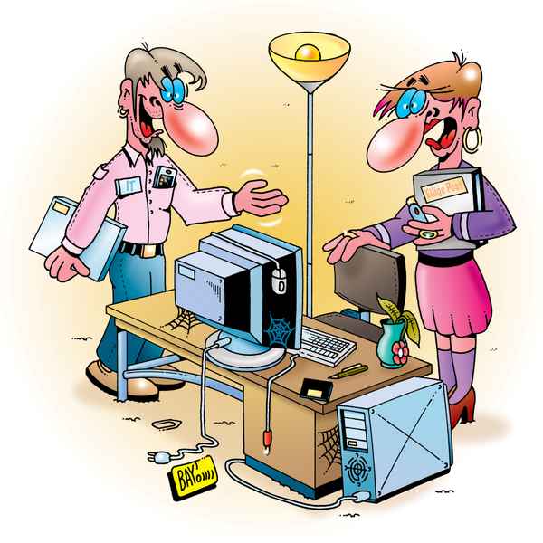 Immer froh im Büro: der Computer
