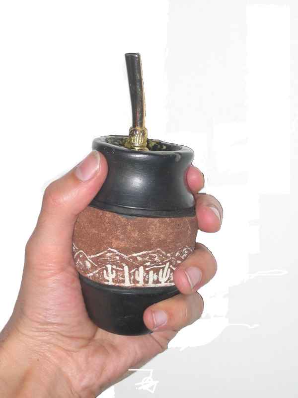 Mategefäß aus Keramik mit Trinkhalm (Bombilla)