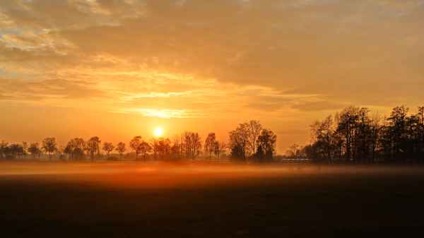 sonnenuntergang mit nebel