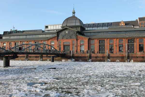Fischauktionshalle mit Eis