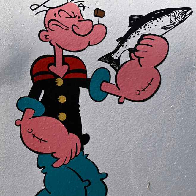 Popeye auf Fischerboot