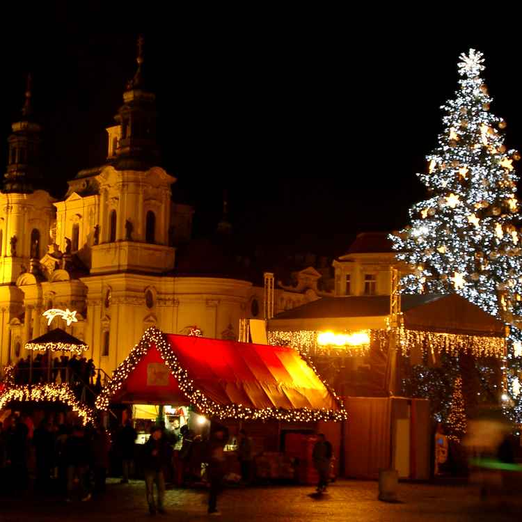 Rathausplatz bei Nacht