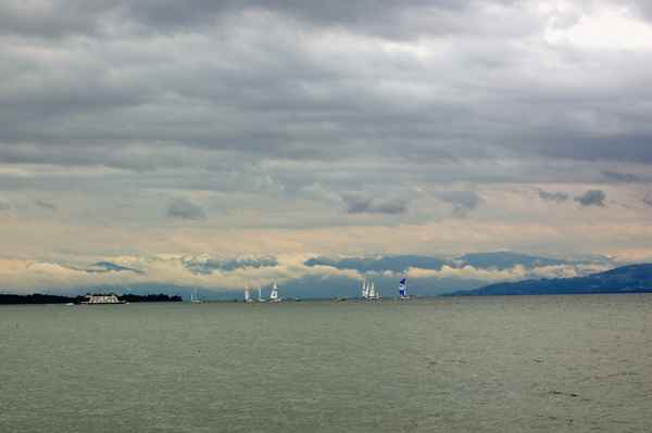 Blick auf den verregneten Bodensee