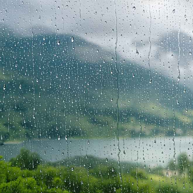 Regen &uuml;ber dem Bergsee