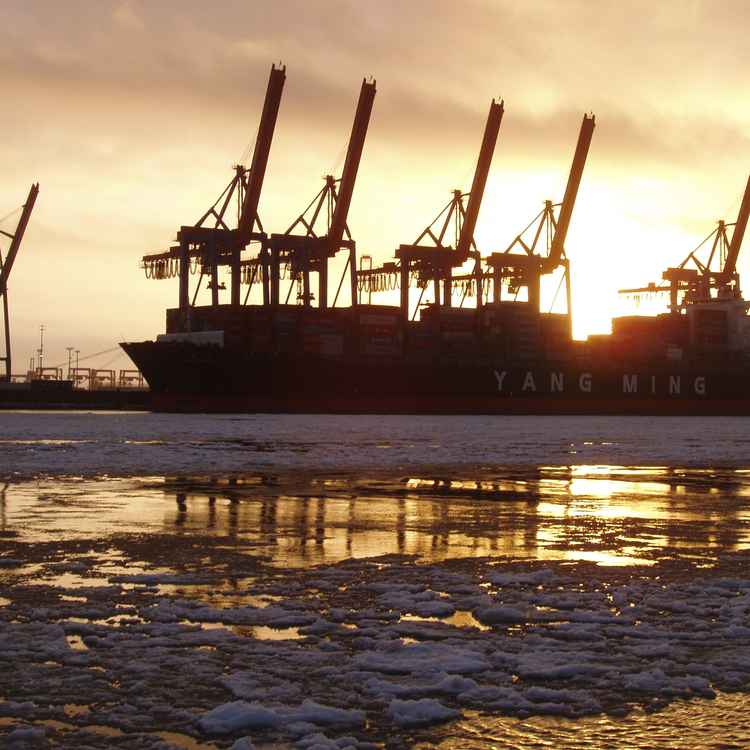 Hamburg harbour on the rocks