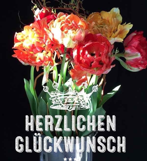 Gl&uuml;ckwunsch allgemein mit Tulpen
