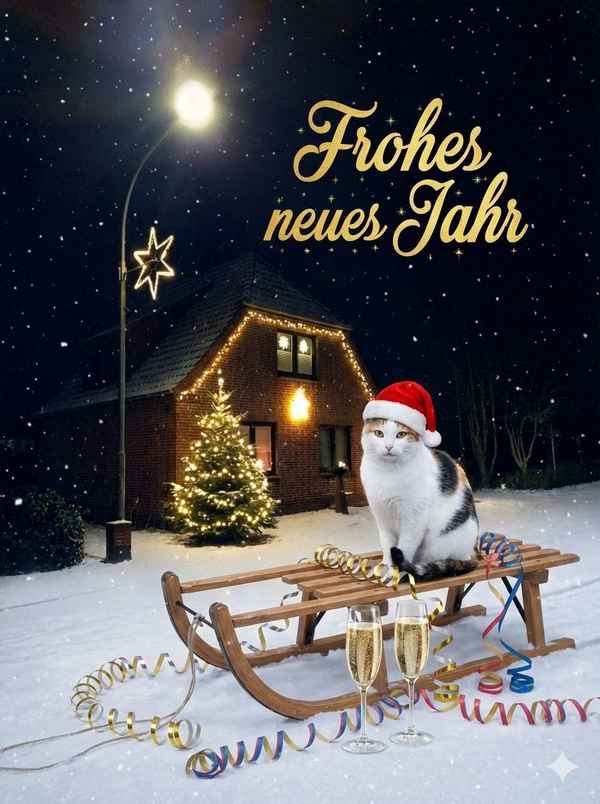 Frohes neues Jahr mit Katze - KI