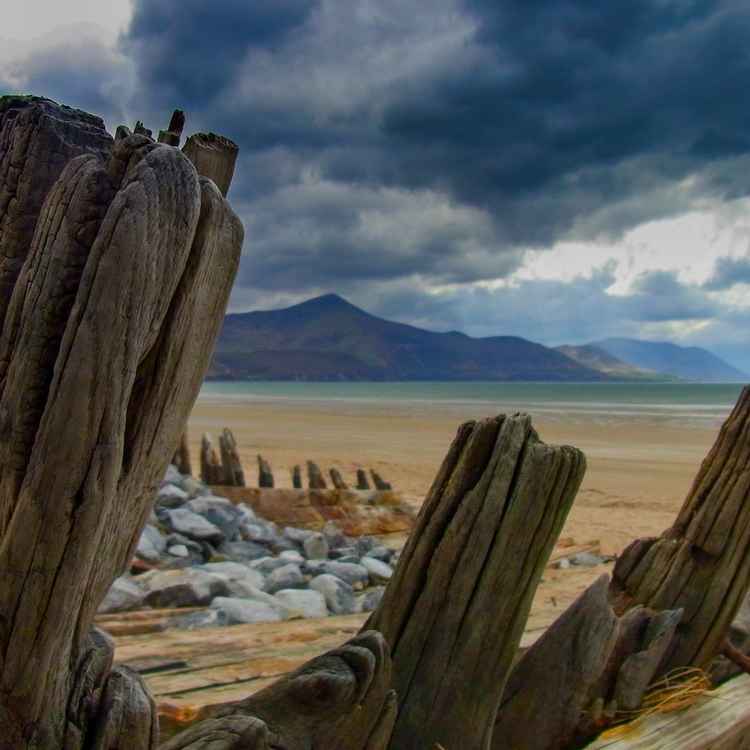 Altes Schiffswrack am Strand von Dingle, Irland
