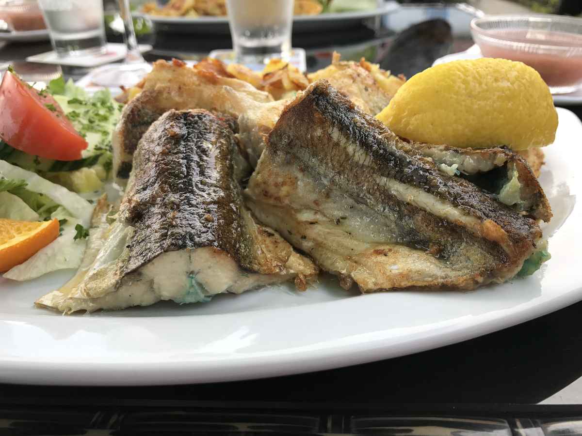 Grüne Gräte im Hornfisch