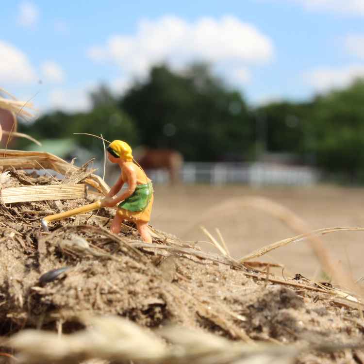 Modelleisenbahnfiguren in der Landwirtschaft