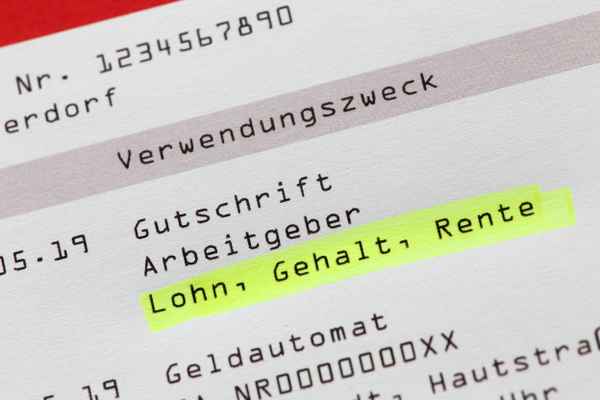Kontoauszug Lohn, Gehalt, Rente