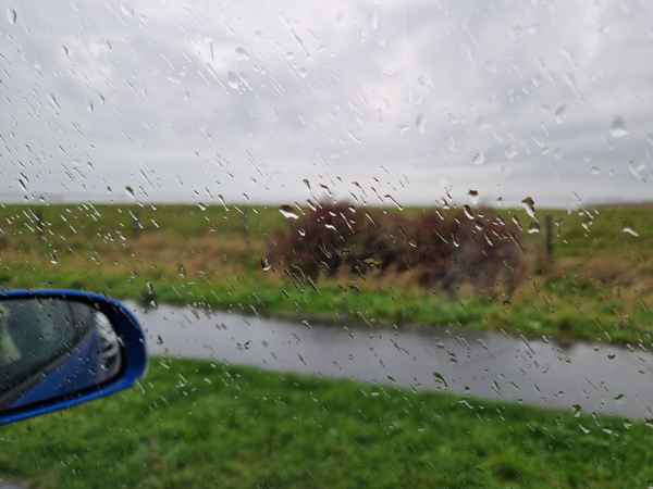 Regennasse Autoscheibe
