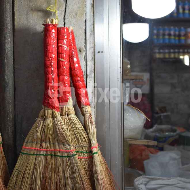Hand broom in local market