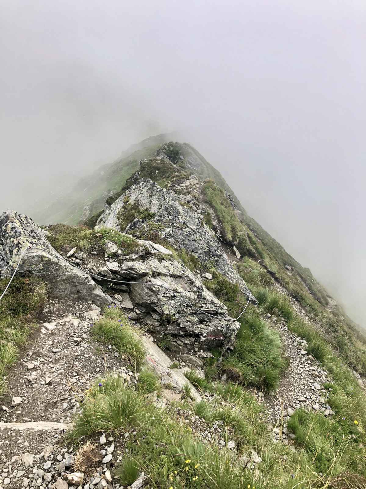 Berggrat in den Wolken