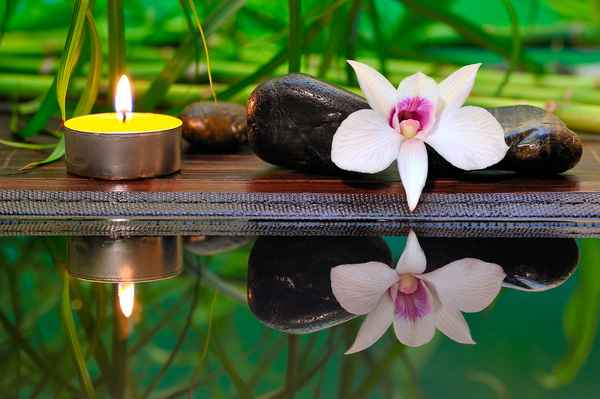 Orchidee mit Kerze