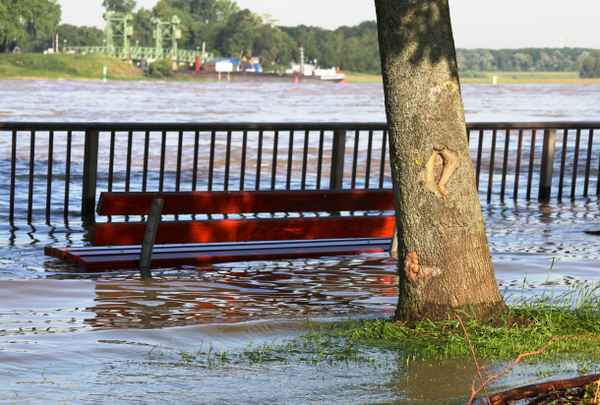 Bank im Hochwasser