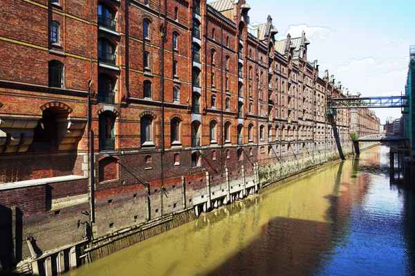 Speicherstadt Hamburg in pastell.