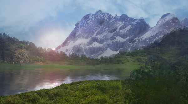 Künstliche Landschaft mit See 04