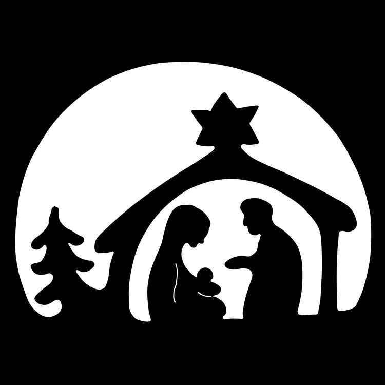 Weihnachtskrippe als Scherenschnitt