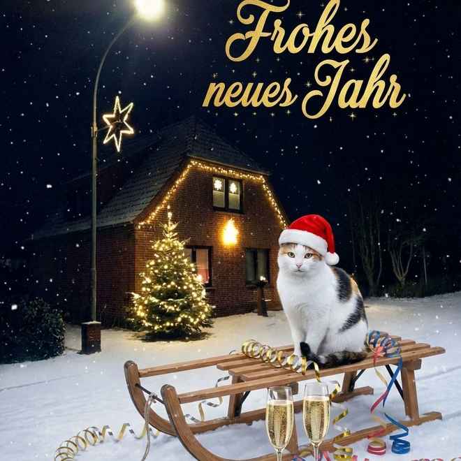 Frohes neues Jahr mit Katze - KI