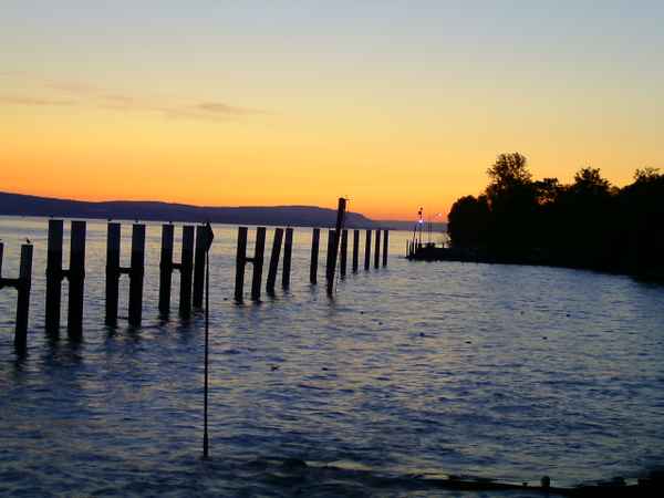 Abendrot über dem Bodensee bei Meersburg