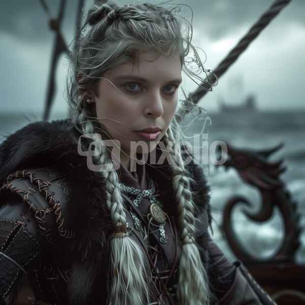 Viking Shieldmaiden on the High Seas