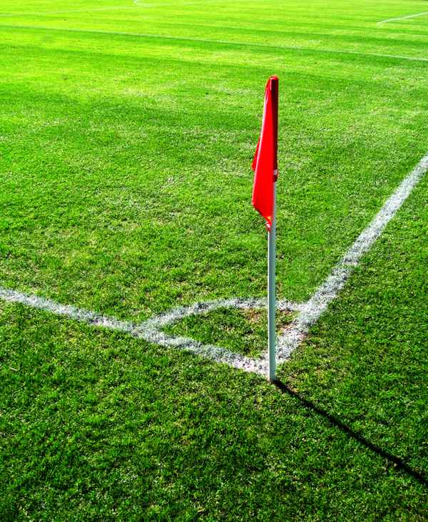 Rasen-Sportplatz mit Eckfahne