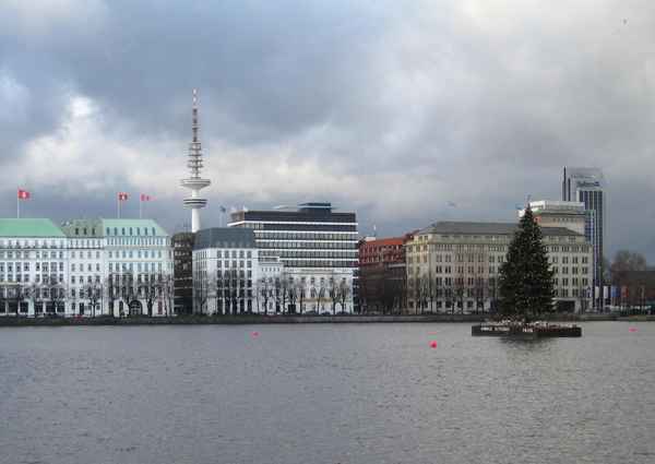 Weihnachtsbaum auf der Alster